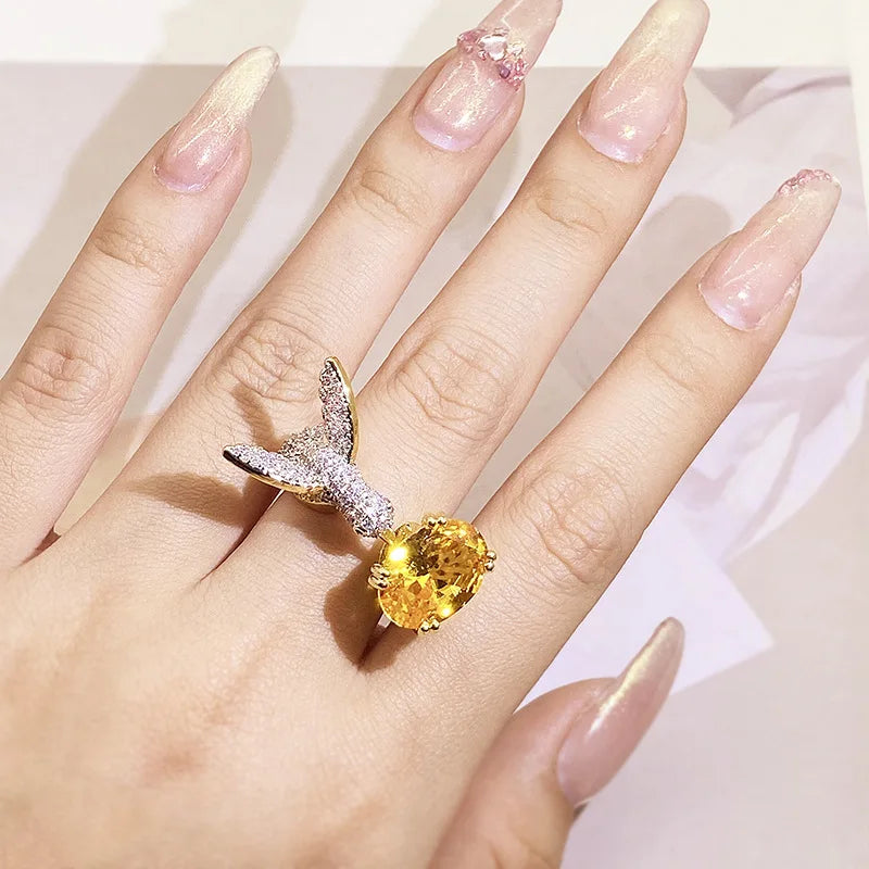 The Hummingbird Gemstone Ring Adjustable