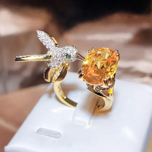 The Hummingbird Gemstone Ring Adjustable