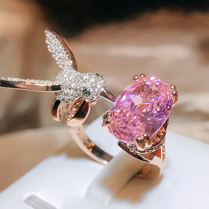 The Hummingbird Gemstone Ring Adjustable