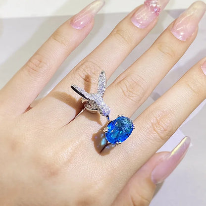 The Hummingbird Gemstone Ring Adjustable