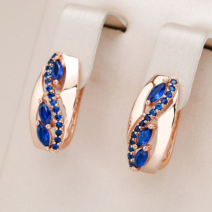 Elegant Earrings with Blue Crystals and Gold