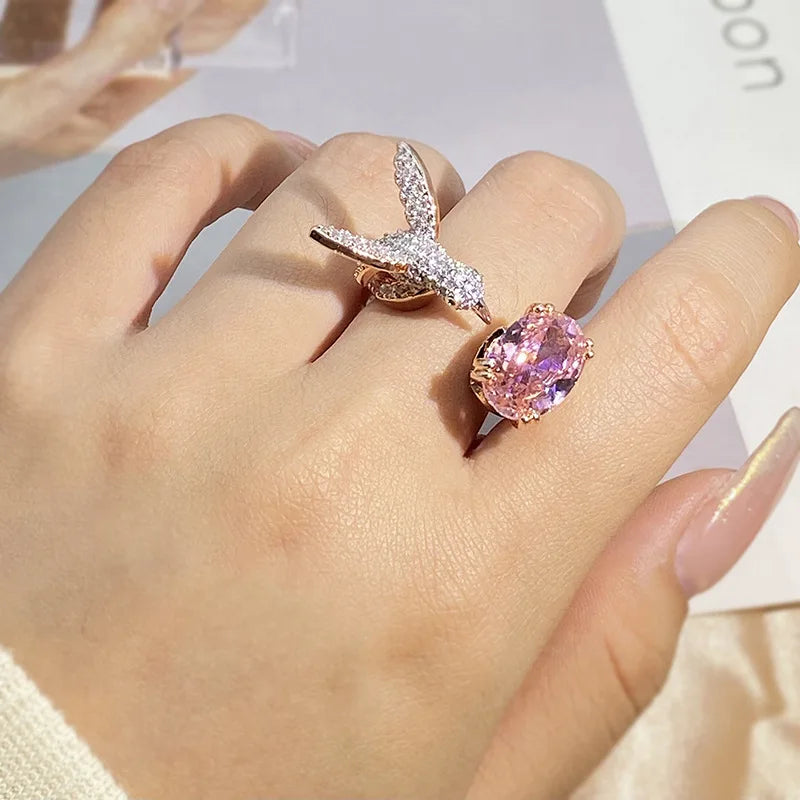 The Hummingbird Gemstone Ring Adjustable