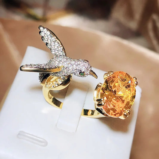 The Hummingbird Gemstone Ring Adjustable