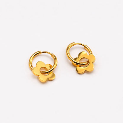 Summer Floral Petal Titanium Steel Hoops