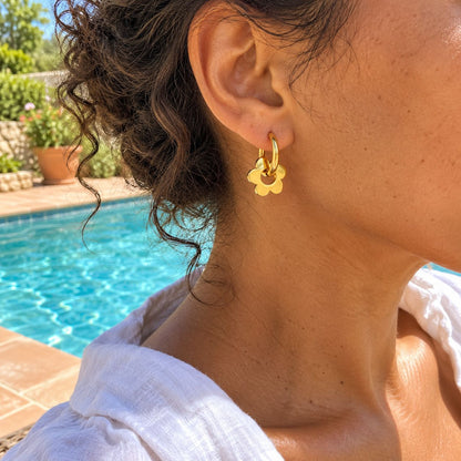 Summer Floral Petal Titanium Steel Hoops