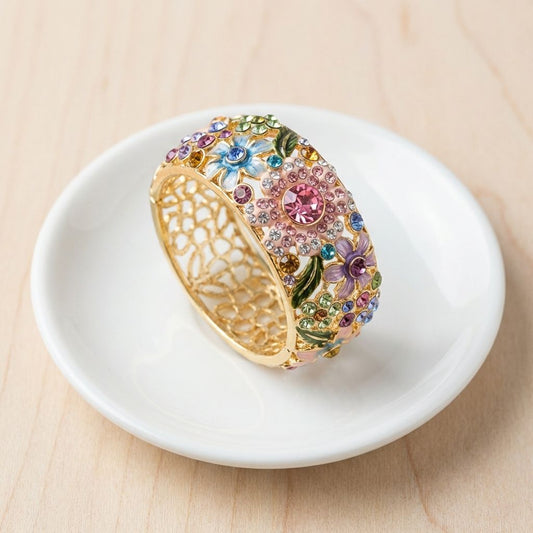 Vintage Golden Colorful Crystal Hollow Ring