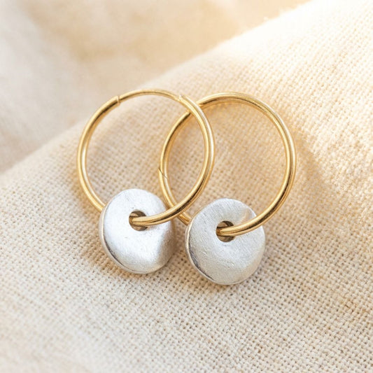 Golden Hoops Silver Earrings