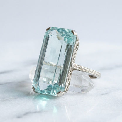 Vintage Light Turquoise Crystal Ring