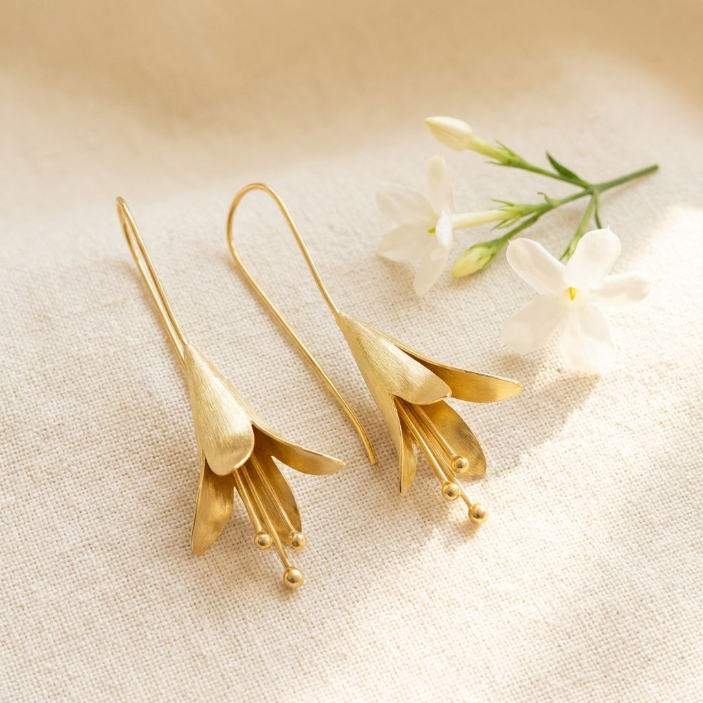 Vintage Gold & Silver Lotus Earrings