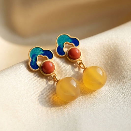 Vintage Colorful Yellow Crystal Earrings