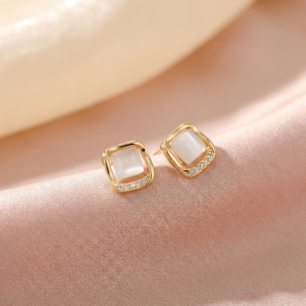 Elegant Earrings with Gold Moon Crystal