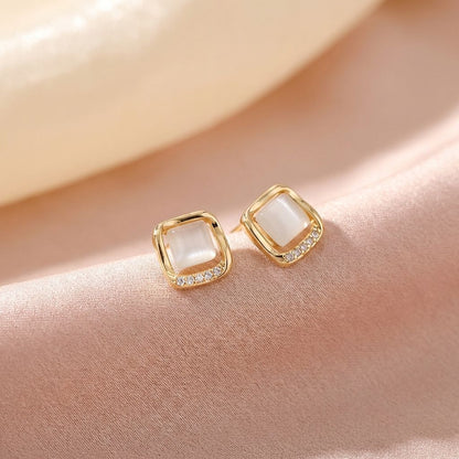 Elegant Earrings with Gold Moon Crystal