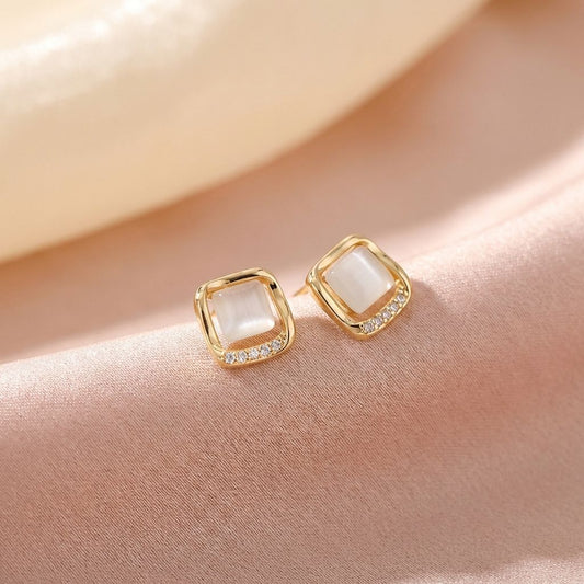 Elegant Earrings with Gold Moon Crystal