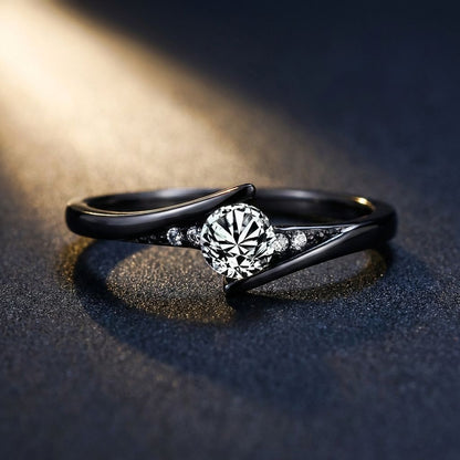 Vintage Black Gold Crystal Ring