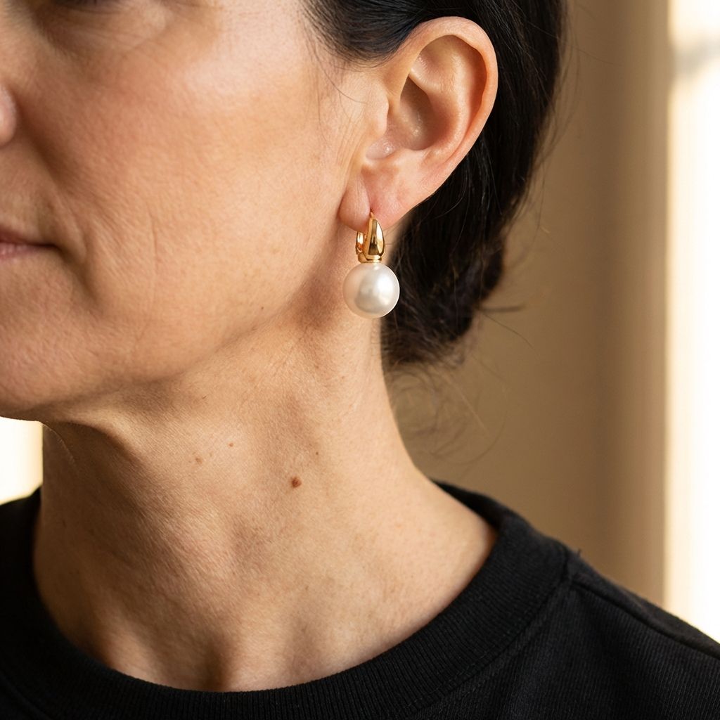 Vintage Gold Round Pearl Earrings