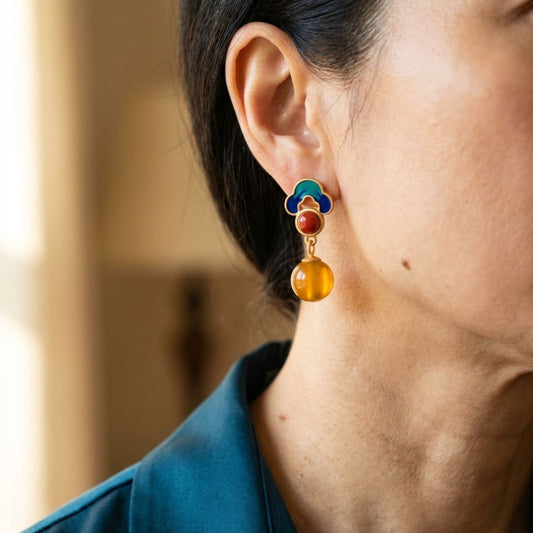 Vintage Colorful Yellow Crystal Earrings
