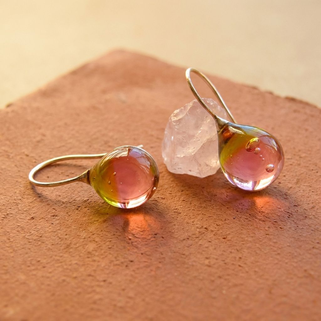 Vintage Warm Glass Drop Earrings