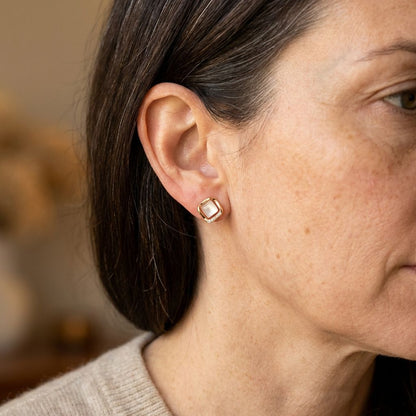 Elegant Earrings with Gold Moon Crystal