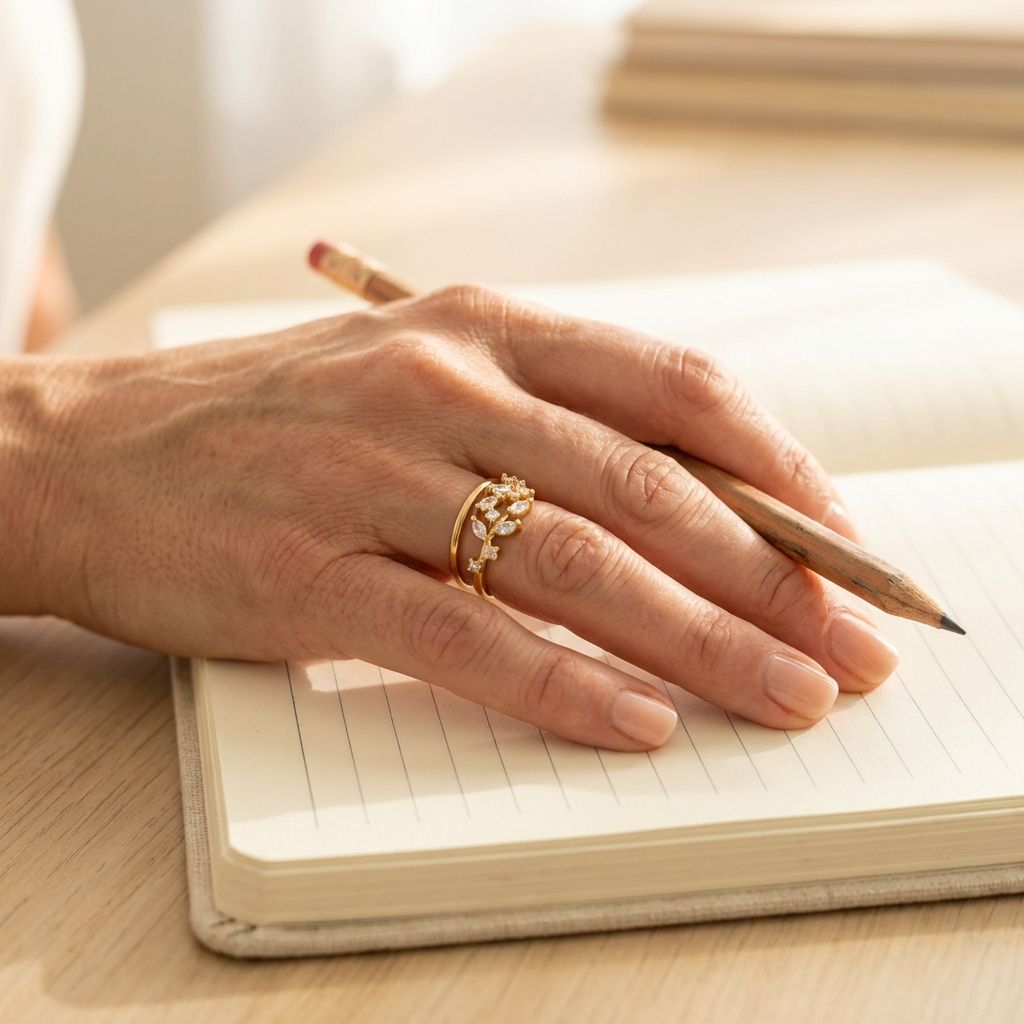 Golden Crystal Leaf Ring