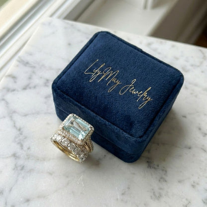 Vintage Silver Turquoise Glass Ring Set