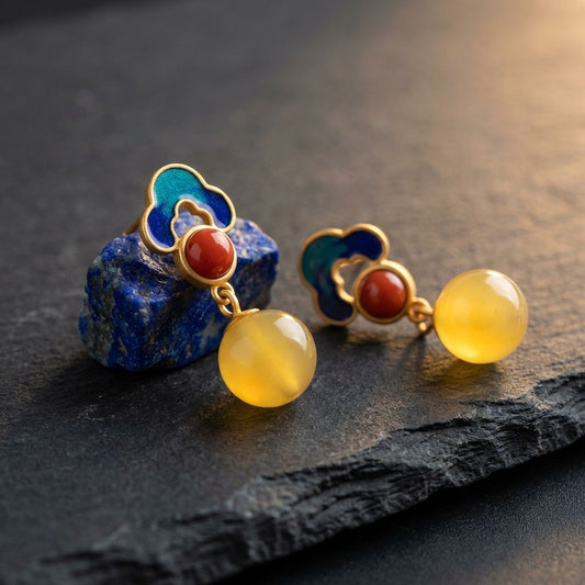 Vintage Colorful Yellow Crystal Earrings