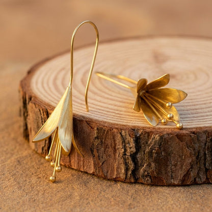 Vintage Gold & Silver Lotus Earrings