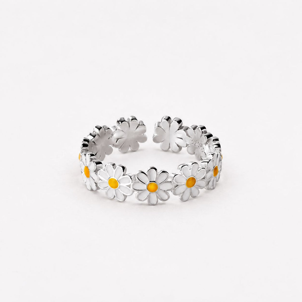 Vintage White Floral Resin Statement Ring