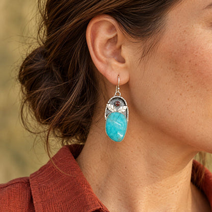 Vintage Blue Stone Leaf Stone Earrings