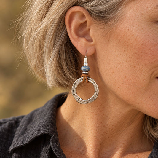 Vintage Boho Silver Circle Earrings