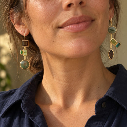 Vintage Dangling Crystal Forest Earrings