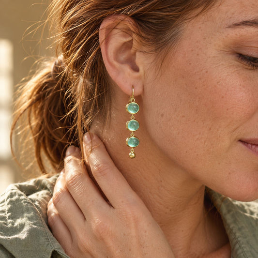 Vintage Dangling Light Emerald Earrings