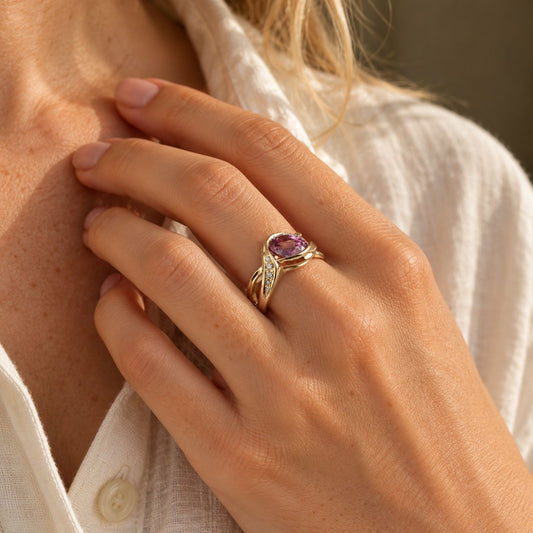 Vintage Garnet Crystal Zirconia Gold Ring