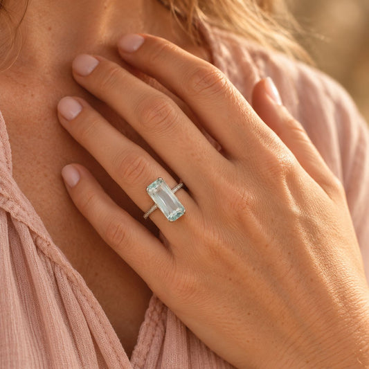 Vintage Light Turquoise Crystal Ring