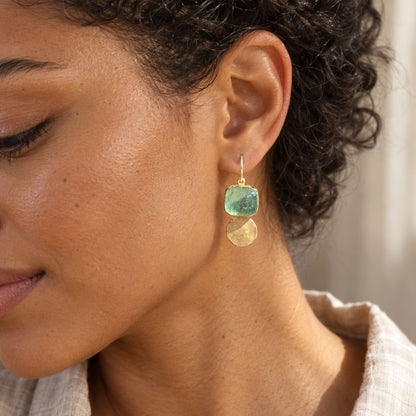 Vintage Green Golden Glass Earrings