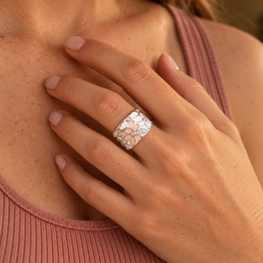 Vintage Handpainted Crystal Ring