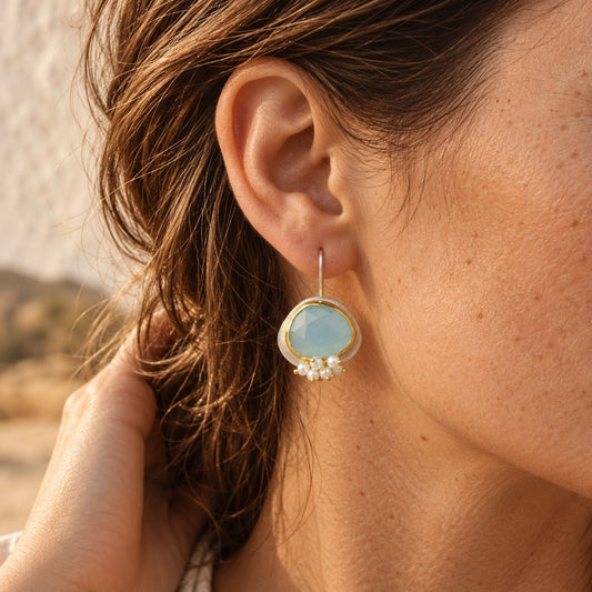 Vintage Light Blue Stone Earrings