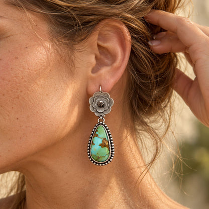 Vintage Old Turquoise Stone Earrings