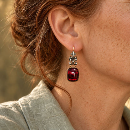 Vintage Red Bright Stone Earrings
