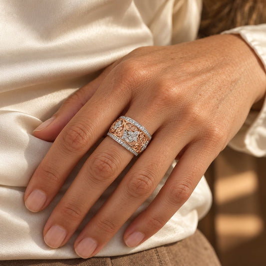 Vintage Rose Flower Hollow Ring