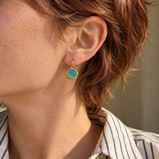 Vintage Turquoise Earrings in Gold