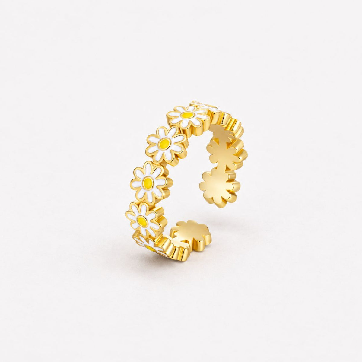 Vintage White Floral Resin Statement Ring