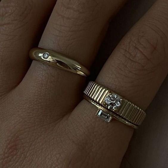 Vintage Gold Plated Zirconia Ring Set-Lydieannejewelry