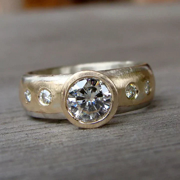 Forged Vintage Gold Zirconia Ring