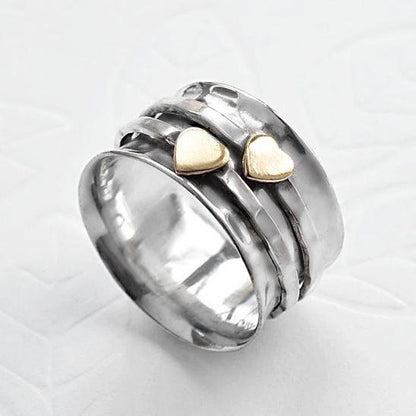 Vintage Gold Heart Silver Ring-Lydieannejewelry