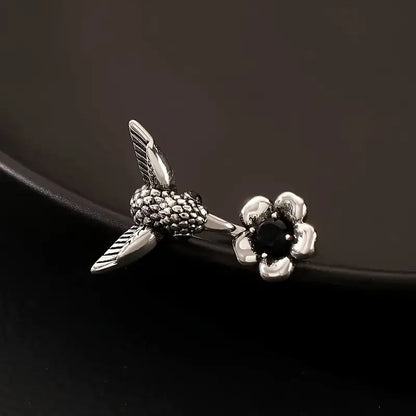 Adjustable Hummingbird Flower Ring