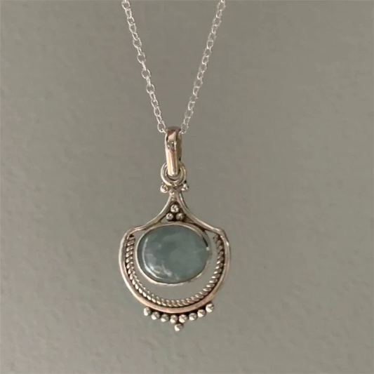 Vintage Green Stone Necklace-Lydieannejewelry