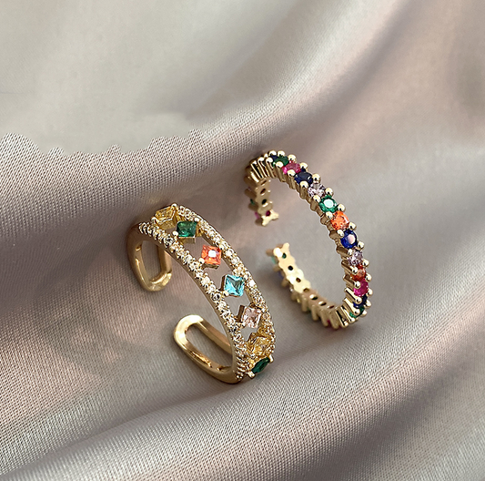 Elegant Multicoloured Zirconium Ring