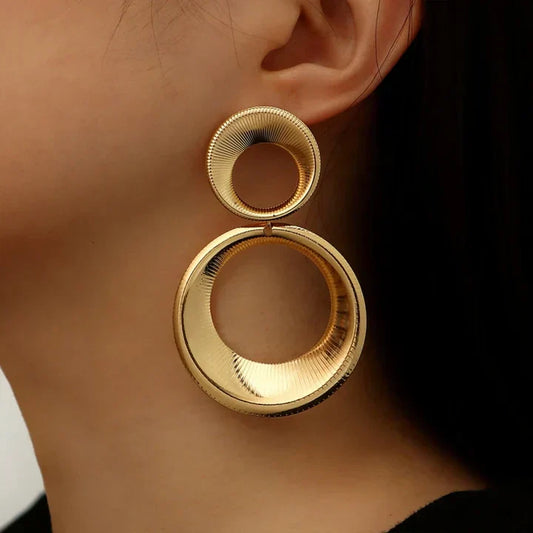 Vintage Hollow Hoop Golden Earrings-Lydieannejewelry