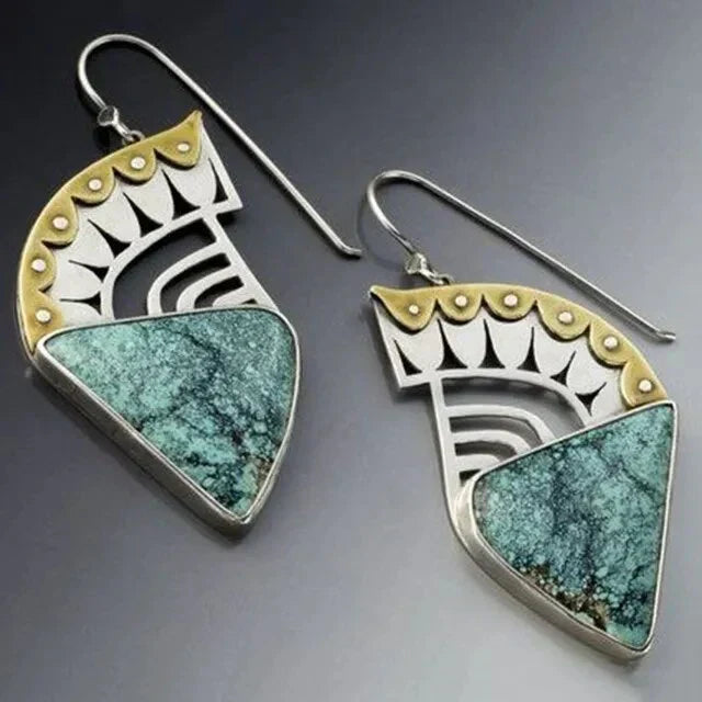 Vintage Turquoise Crown Earrings