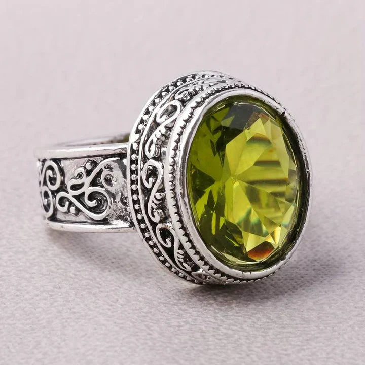 Vintage Crystal Olive Ring-Lydieannejewelry